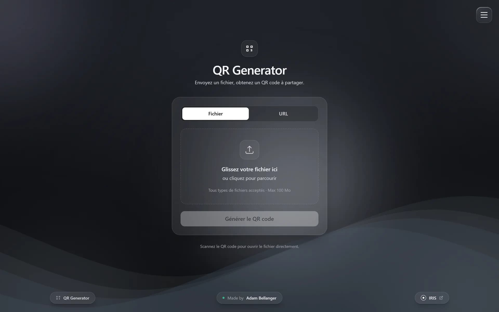 QR Drop: uploading a file to share